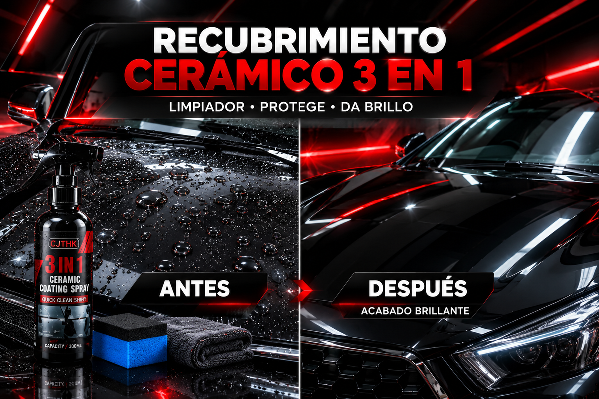 Spray Cerámico para Coches 3 en 1 con Esponja y Paño de Microfibra – 300 ml