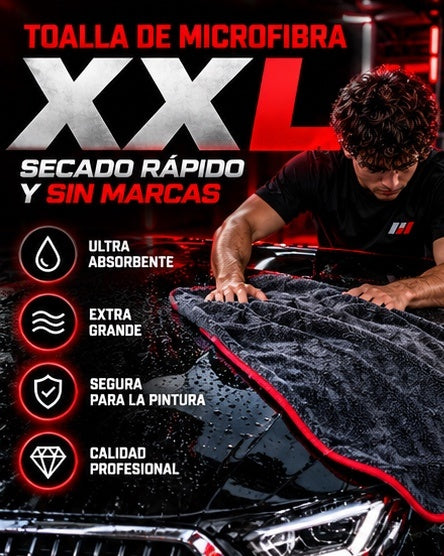 Toalla de Microfibra XXL para Coche – Secado Ultra Absorbente sin Marcas
